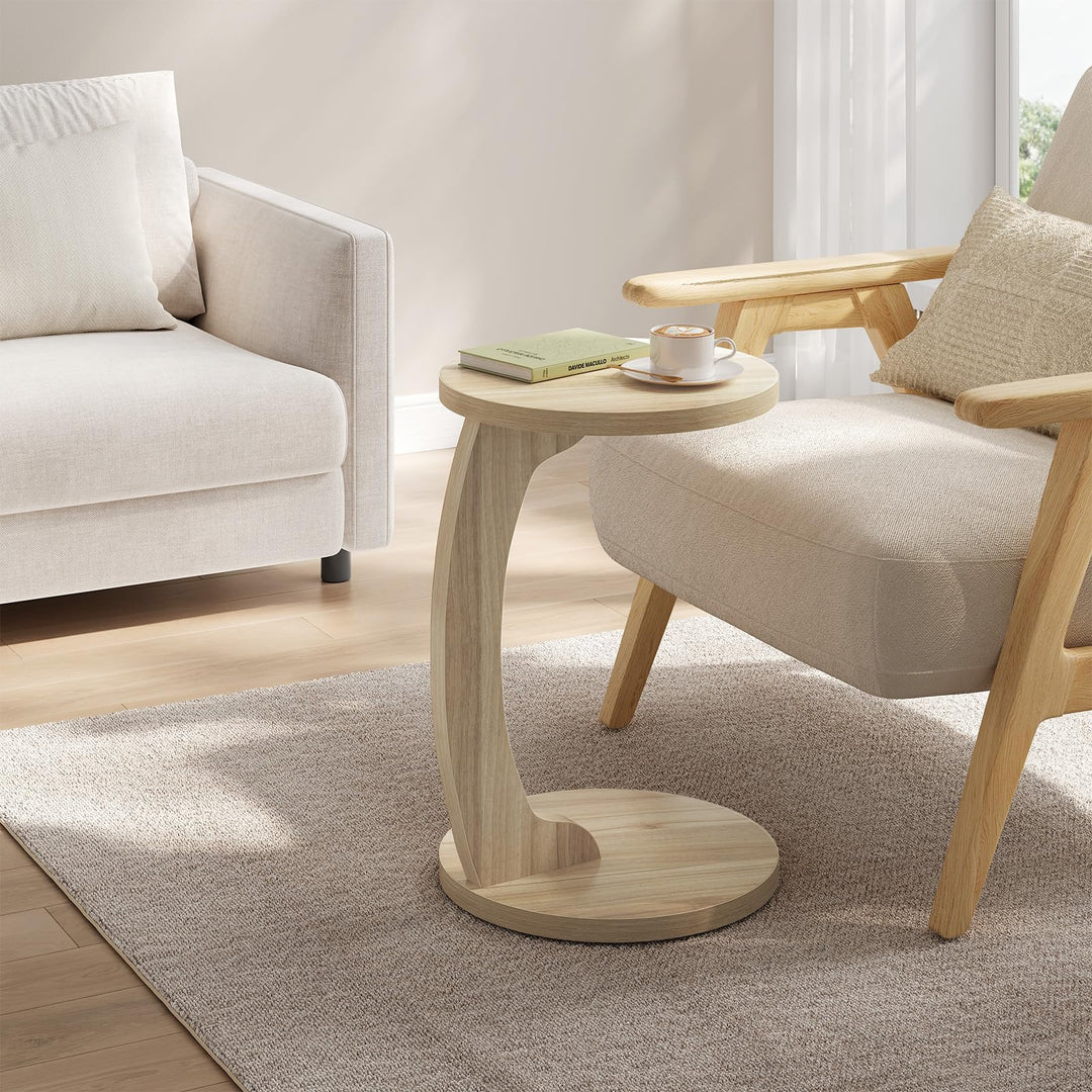 WOLTU Beistelltisch C Form, Couchtisch rund, Sofatisch Kaffeetisch Wohnzimmertisch Abstelltisch, Kle