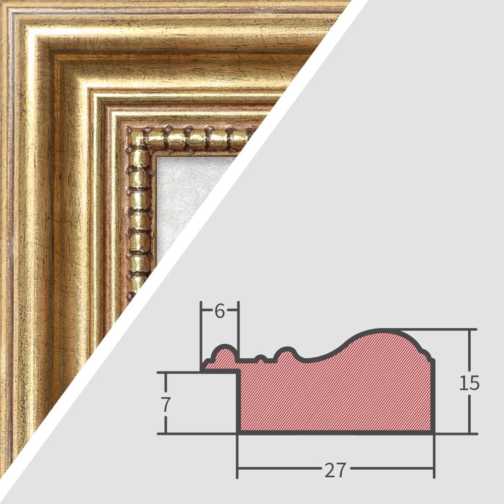 Mende Frames Bilderrahmen Antik 30x45cm I Farbe: Gold I Holzbilderrahmen I Fotorahmen I Goldener Bar