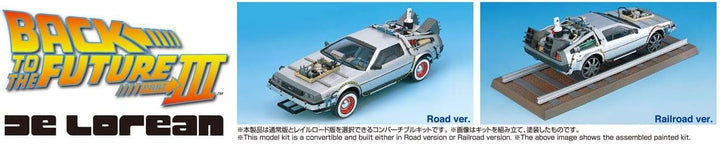 Aoshima 1:24 Massstab Bausatz 11874 Zurück in die Zukunft Teil 3 Delorean mit Railraod - Plastikmode
