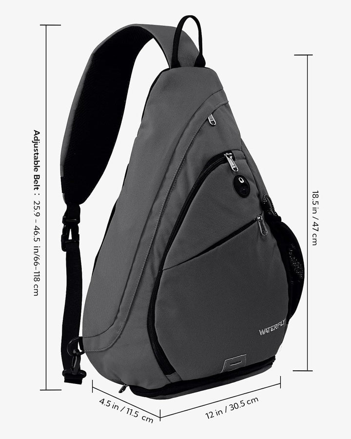 WATERFLY Sling Bag Crossbody Backpack Schulterrucksack mit verstellbarem Schultergurt Perfekt für Ou