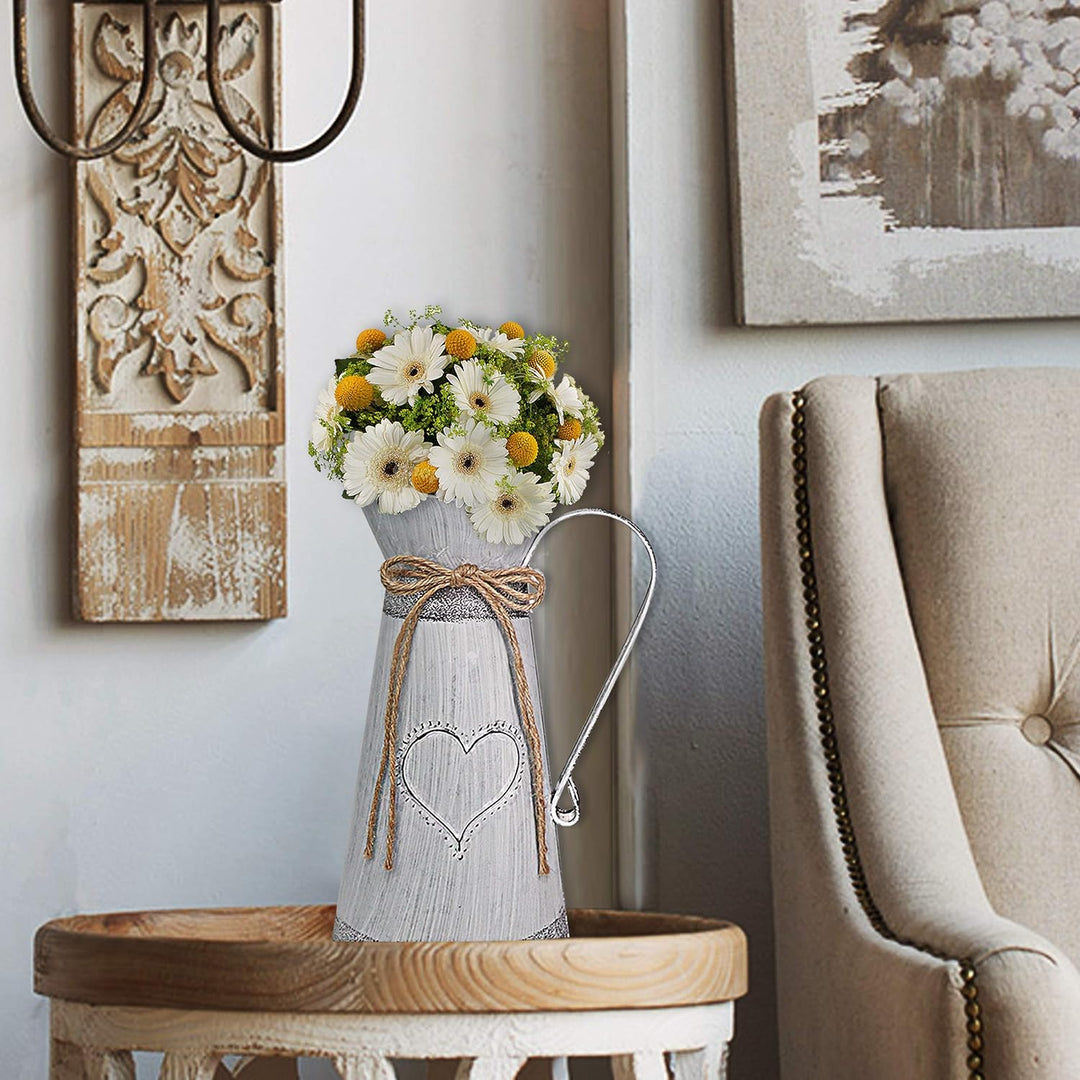 Fovasen Metall Shabby Chic Vase im französischen Stil hohe dekorative Vase mit einzigartigem Design