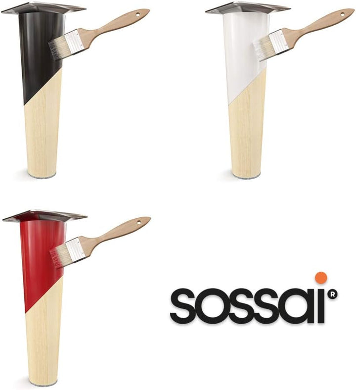 Sossai Möbelfüsse aus Naturholz Buche unbehandelt, Clif Round HMF1, 10 cm hoch, rund, gerade Ausführ