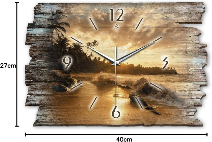 Kreative Feder Beach Landhaus Shabby Style Designer Wanduhr Quarzuhr aus Holz *Made in Germany leise