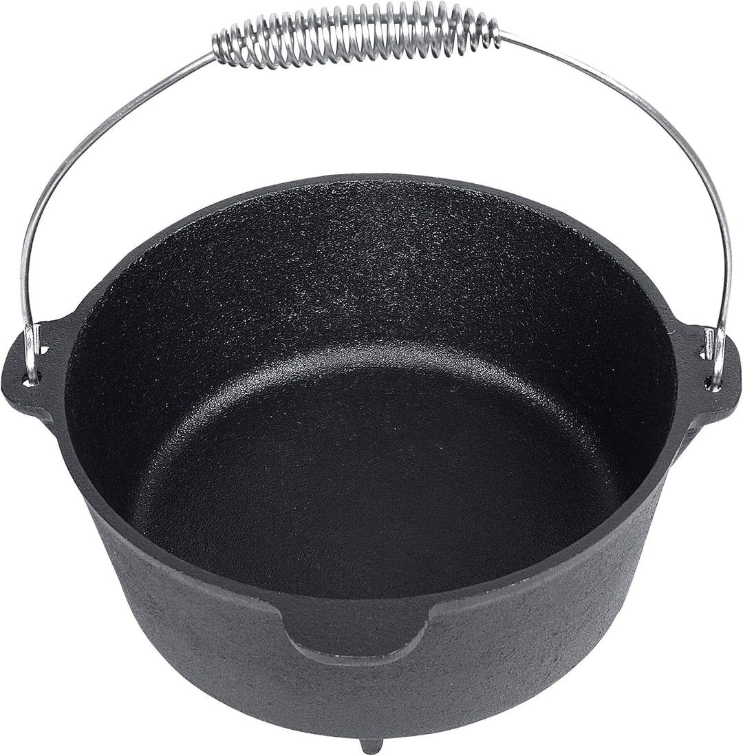 Dutch Oven von EL Fuego® neues Modell, inkl. Deckelheber/Schürhaken, mit Transportbügel, Schmortopf,