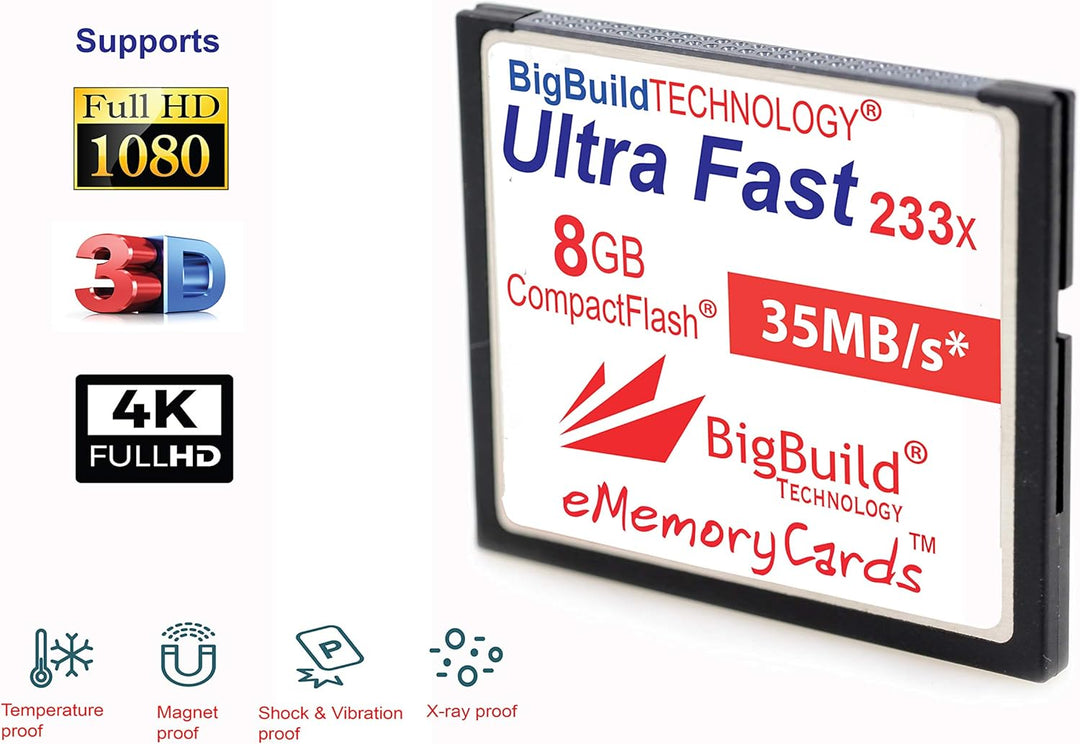 eMemoryCards 8GB Ultra Fast 35MB/s CompactFlash Speicherkarte kompatibel mit Canon 10D/20D/30D/40D/5