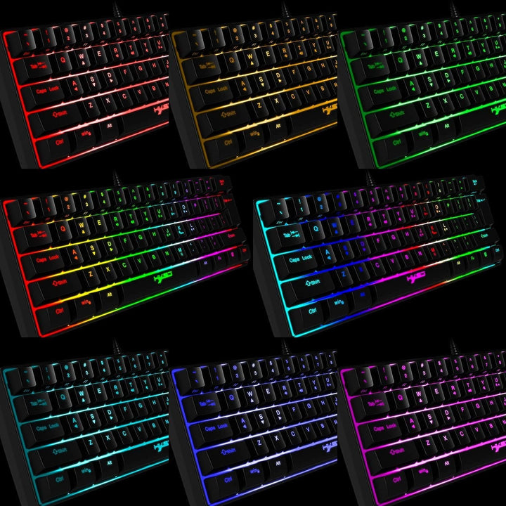 KUIYN Gaming-Tastatur, 60% kabelgebunden, kompakt, 61 Tasten, 11 RGB-Lichteffekt mit vollen Tasten,