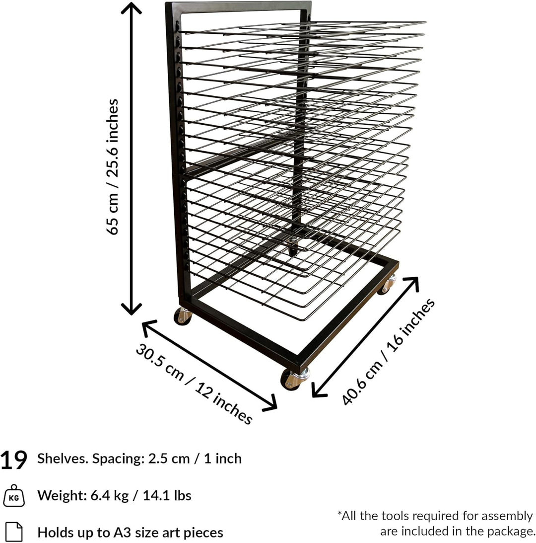 ODOXIA Bilder Trockengestell KLEIN für Klassenzimmer | KOMPAKTES, funktionales & mobiles Bildertrock