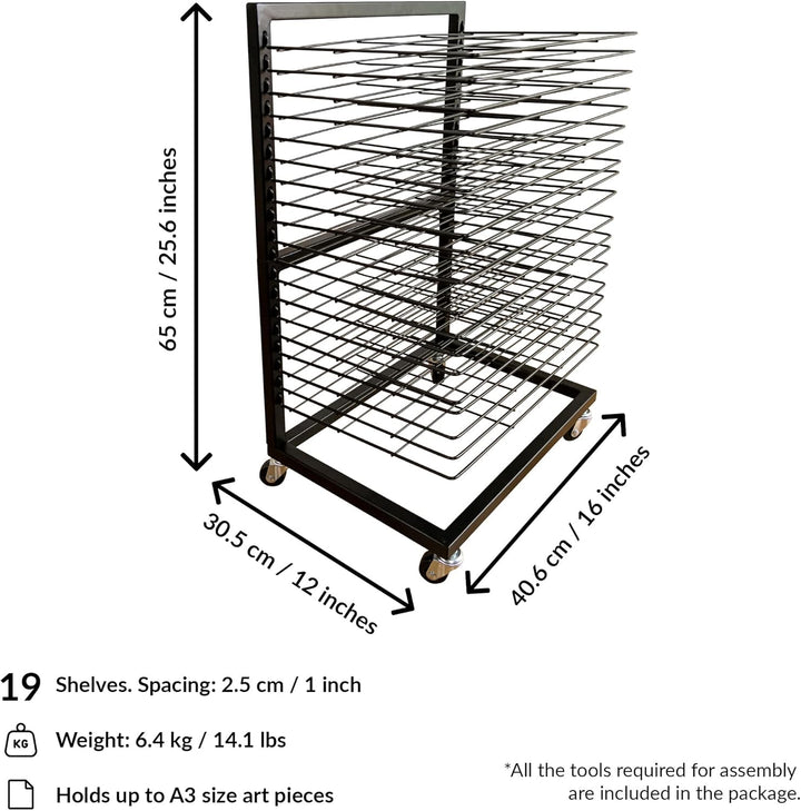 ODOXIA Bilder Trockengestell KLEIN für Klassenzimmer | KOMPAKTES, funktionales & mobiles Bildertrock