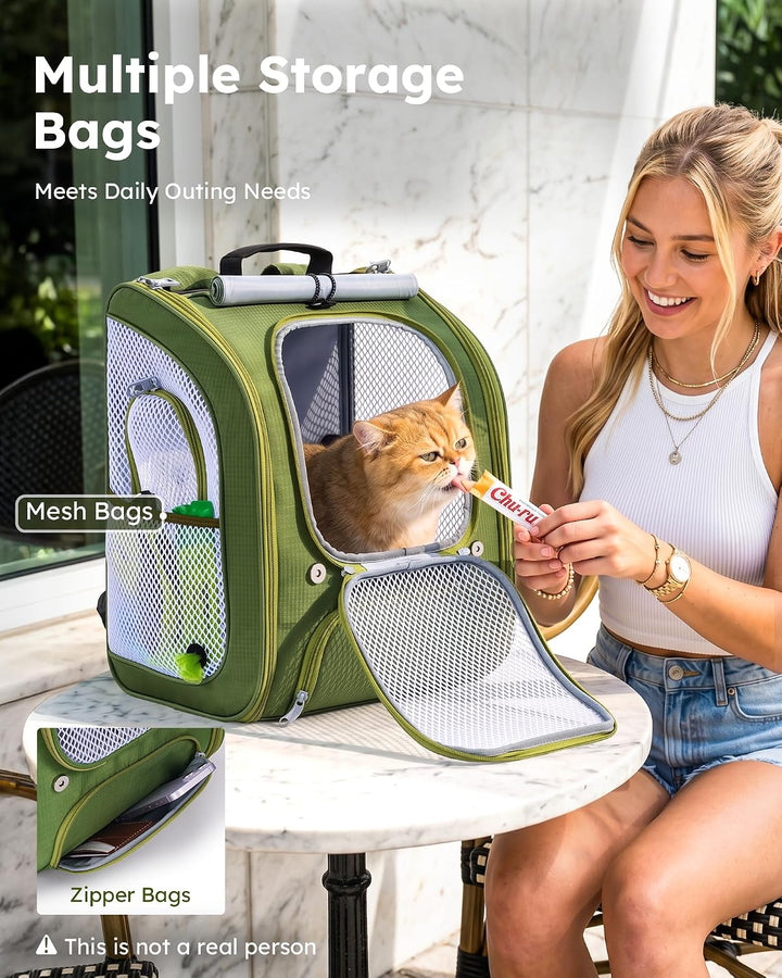Pecute Katzenrucksack,Rucksäcke für Hunde,Ergonomie,Grün, Grün