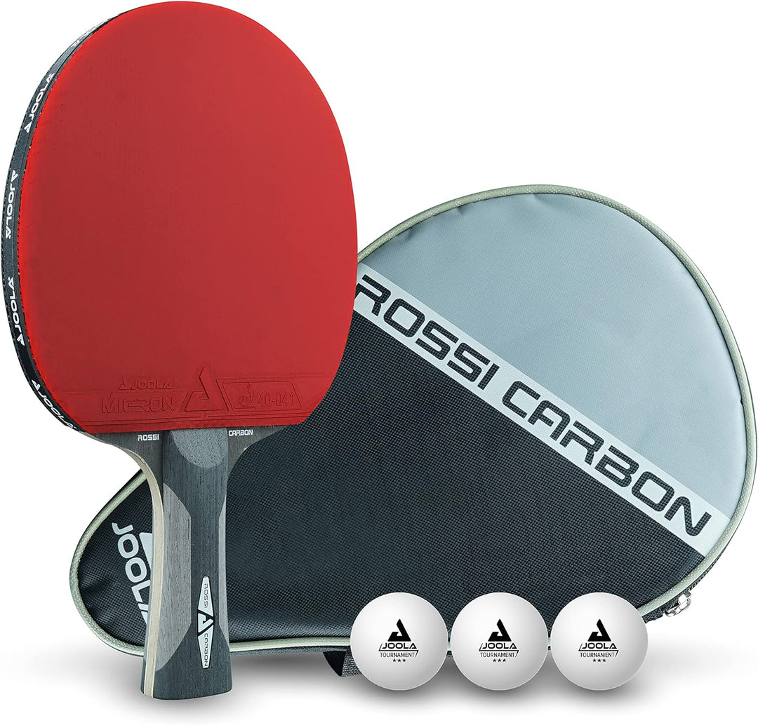 JOOLA Profi Tischtennisschläger Rosskopf Carbon, inklusive Hülle und 3 Bälle & 80505 Tischtennisschl