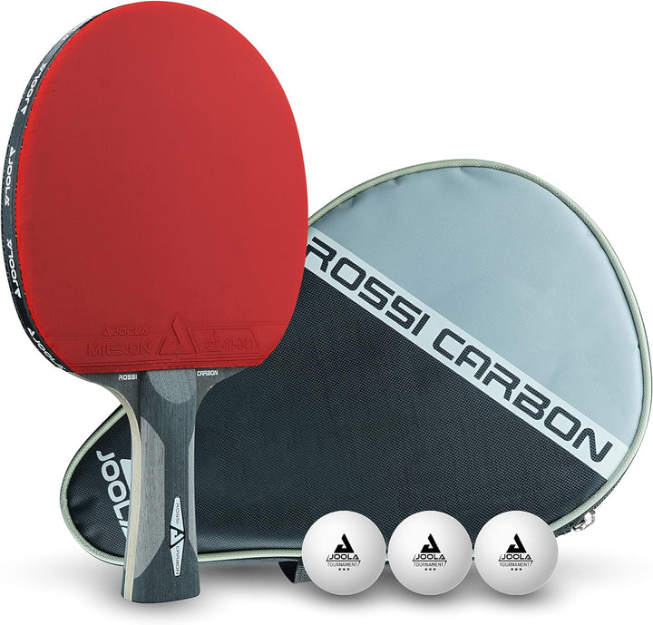 JOOLA Profi Tischtennisschläger Rosskopf Carbon, inklusive Hülle und 3 Bälle & 80505 Tischtennisschl