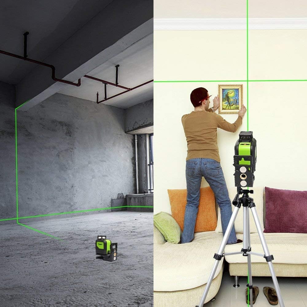 Huepar 901CG 1 x 360 Kreuzlinienlaser Grün, 360 Grad Linienlaser Selbstnivellierenden Laser Level mi