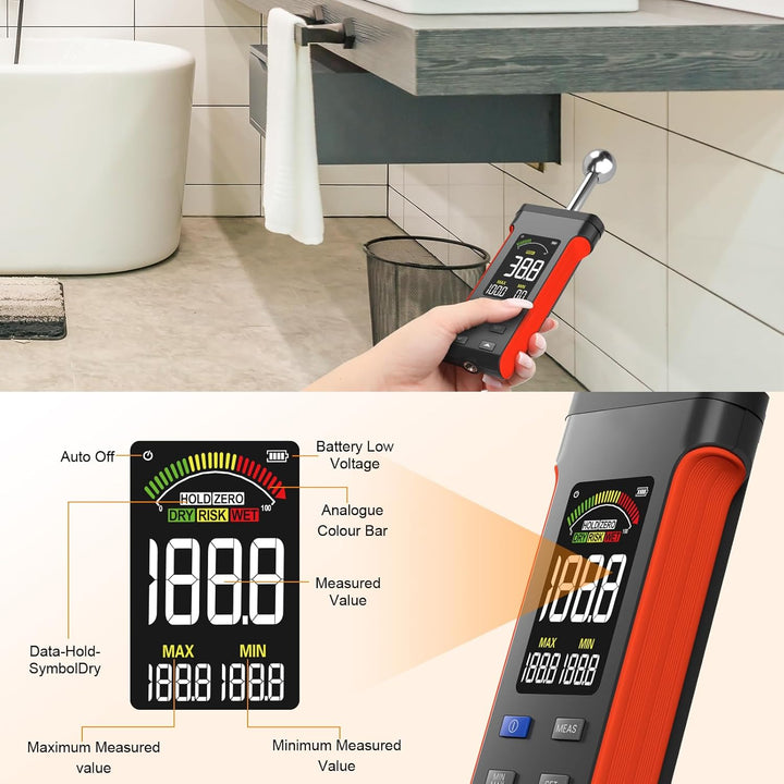 Feuchtigkeitsmessgerät Wand Wiederaufladbar Feuchtemessgerät Zerstörungsfrei Messung Wandfeuchtemess