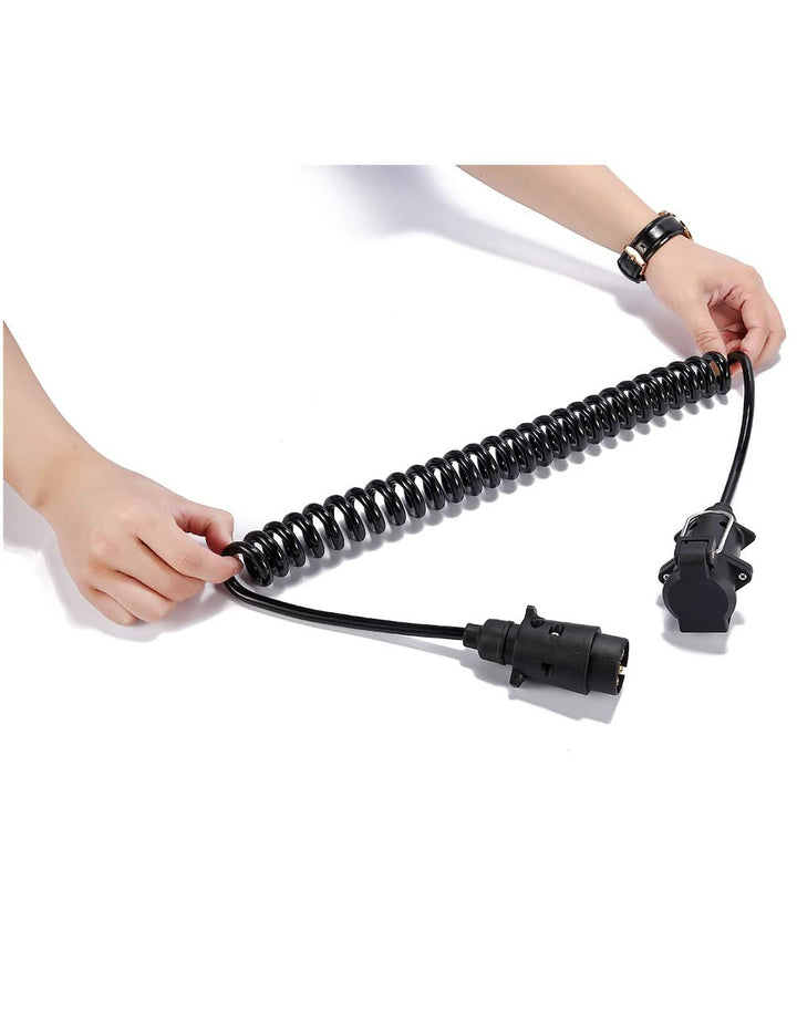 Spiral Anhänger Verlängerungskabel 7 Polig Adapterkabel mit Anhänger Stecker Steckdose 2.6m 7Polig S