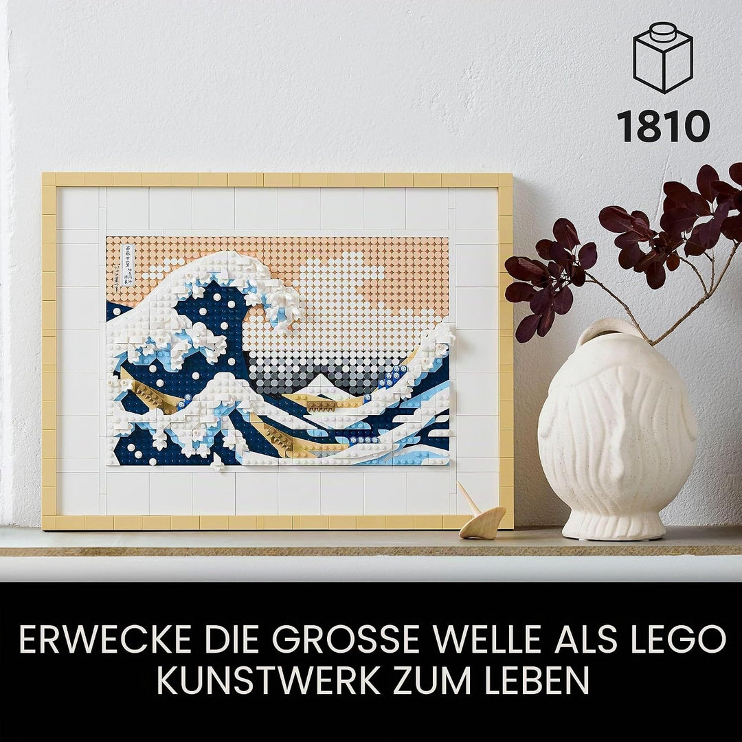 LEGO Art Hokusai – Grosse Welle, 3D Japanische Wanddeko, Bastelset & Icons Mini Pflanzen, 9 künstlic