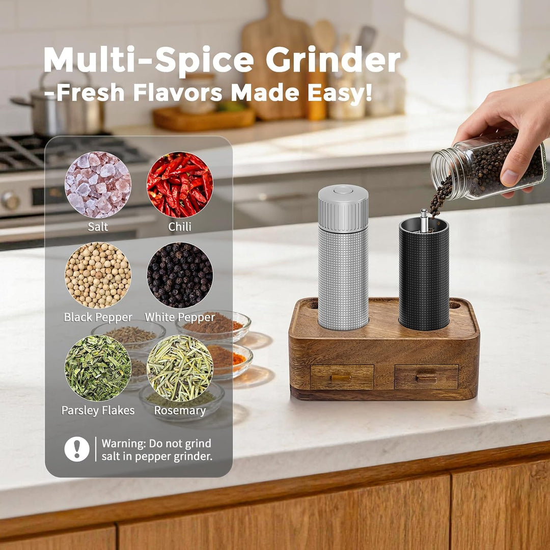 Luvan Professionelles Salz und Pfeffermühle Set, Nachfüllbare Manuelle Metall Salz und Pfeffermühle