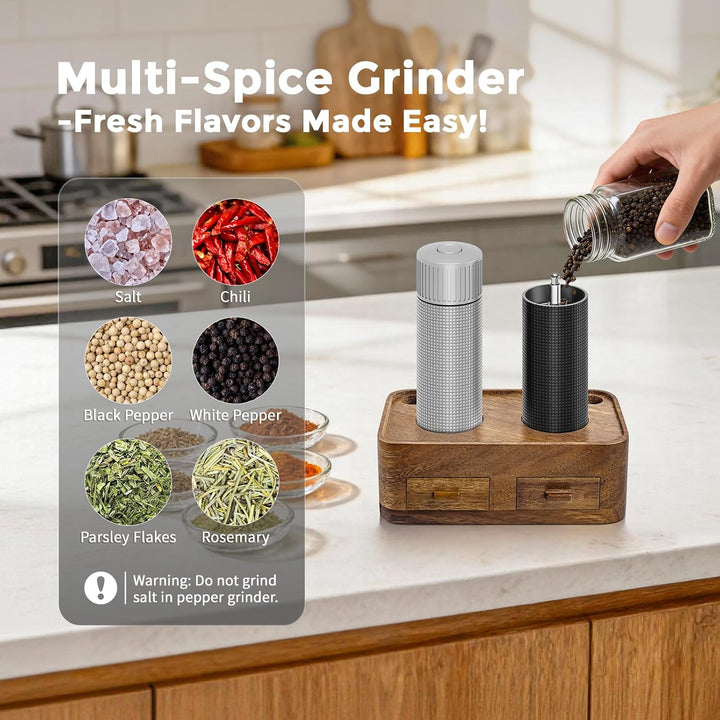 Luvan Professionelles Salz und Pfeffermühle Set, Nachfüllbare Manuelle Metall Salz und Pfeffermühle