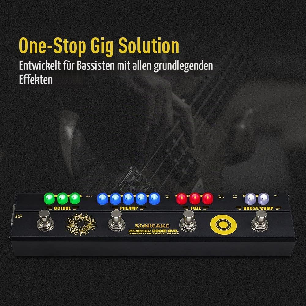 SONICAKE Multi Effektpedal Bass preamp Vorverstärker DI Box Multi Effektpedal mit Compressor Boost F
