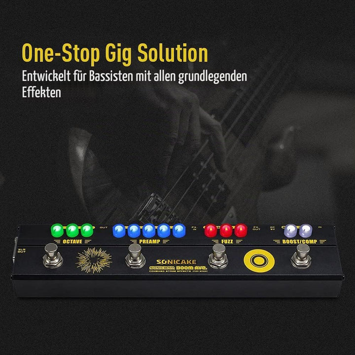 SONICAKE Multi Effektpedal Bass preamp Vorverstärker DI Box Multi Effektpedal mit Compressor Boost F