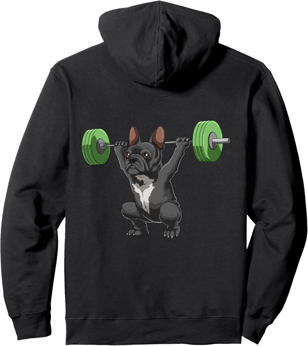 Lustige Französische Bulldogge Gewichtheben Bodybuilding Pullover Hoodie