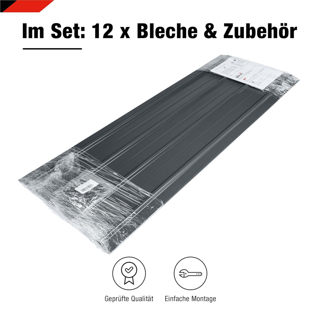 Smart Cover H12 12x Profilblech/Metallblech/Trapezblech/Wellblech/Dachblech RAL 7016 inkl. Schrauben