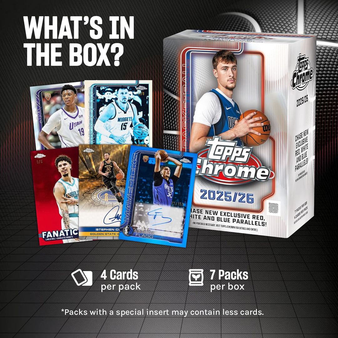 Topps 2025-26 Chrom-Basketball, werksseitig versiegelt, Vorteilsbox, Vorteilsbox