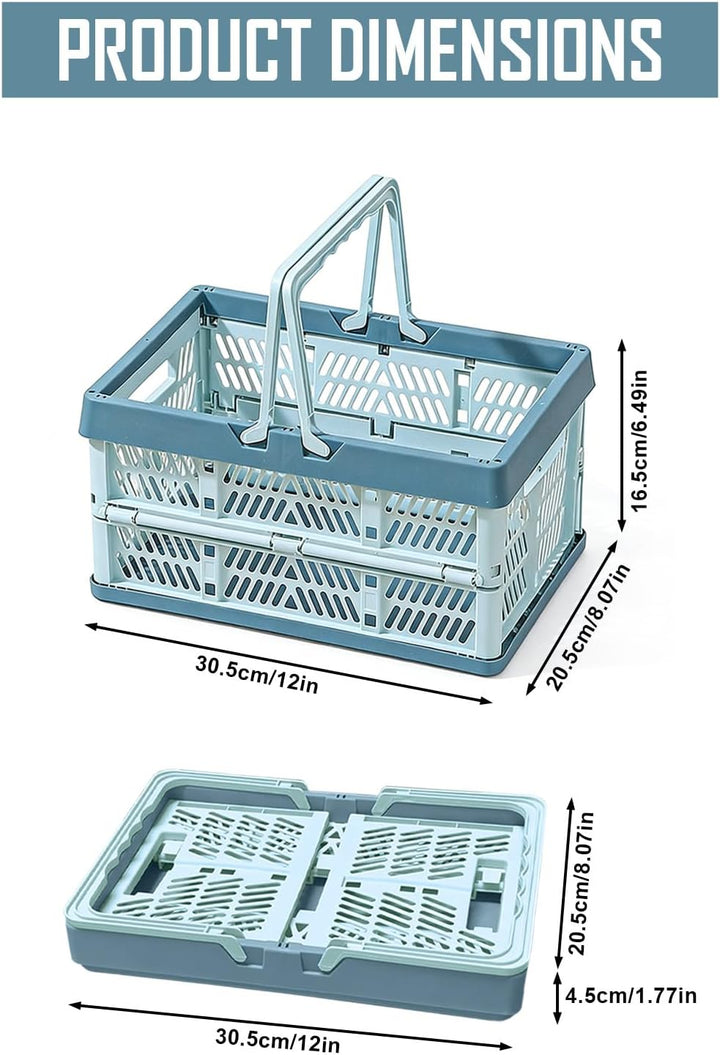 Klappkorb Faltbar, 2er Set Klappbox Klein mit Henkel 10 L Blau, Multifunktionaler Aufbewahrungskorb