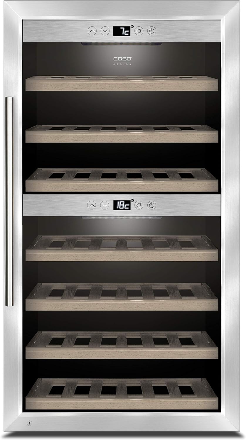 CASO WineComfort 660 Smart | Weinkühlschrank für 66 Flaschen | mit WLAN und WiFi App, 2 Zonen für 5-