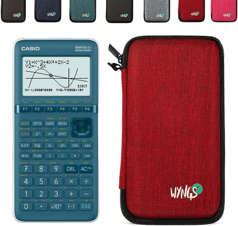 CALCUSO Sparkpaket: Casio Graph 25 E II + WYNGS Schutztasche rot + Erweiterte Garantie von CALCUSO R