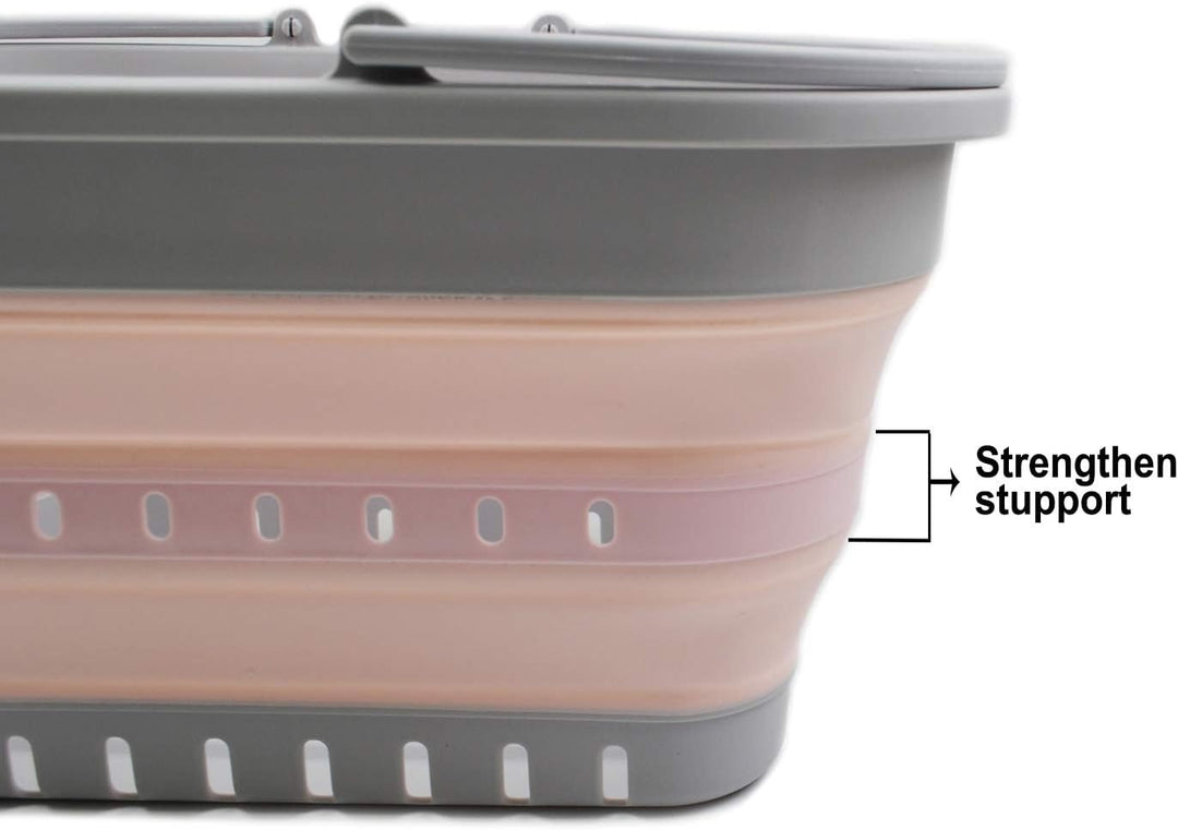 SAMMART 19L Collapsible Tub with Handle - Portable Outdoor Picnic Basket/Crater - Foldable Shopping
