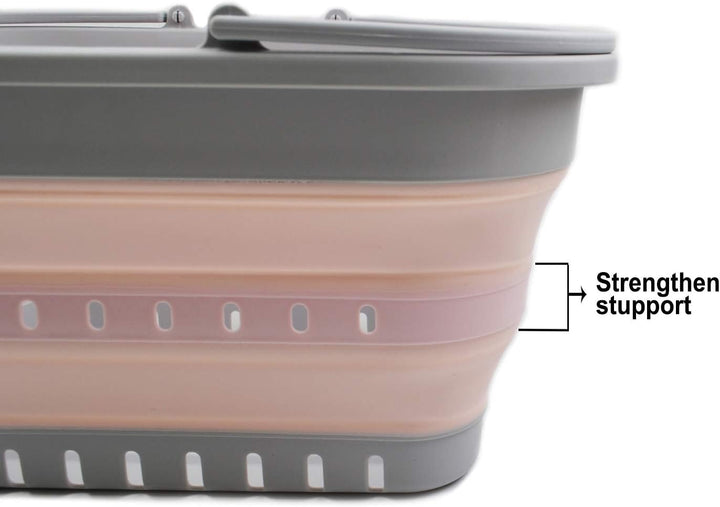 SAMMART 19L Collapsible Tub with Handle - Portable Outdoor Picnic Basket/Crater - Foldable Shopping