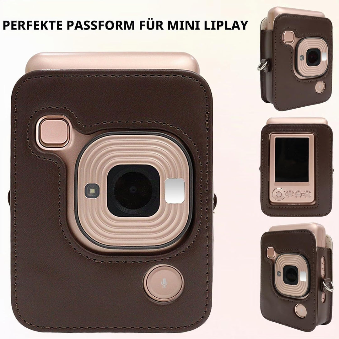 HIYQIN Leder Tasche Kompatibel mit Fujifilm Instax Mini LiPLAY, für Fujifilm Mini Liplay Tasche mit