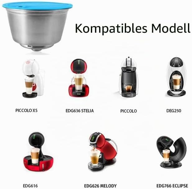i Cafilas Wiederbefüllbare Kaffeekapsel für Dolce Gusto, Edelstahl Nachfüllbare Kapsel mit 1 löffel