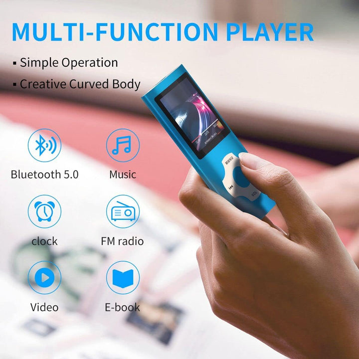 MYMAHDI Bluetooth 5.0 MP3/MP4-Player mit 32 GB Speicherkarte, 1,8 Zoll LCD-Bildschirm, unterstützt b