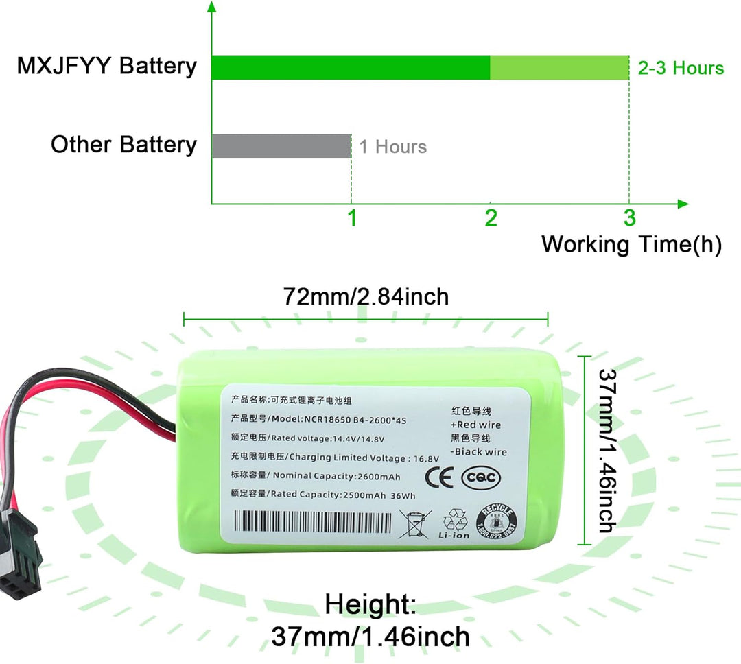 14,4 V 2600 mAh Ersatzakku für Ecovacs Deebot N79 N79S DN622, Li-Ionen-Akku kompatibel mit Tesvor 50