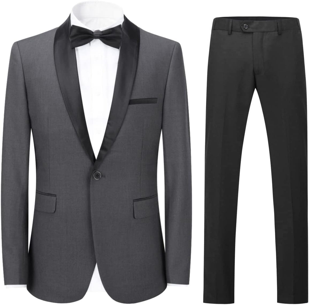 YOUTHUP Anzug Herren 2 Teilig Slim Fit Smoking Anzüge Schalkragen Herrenanzug für Hochzeit Business