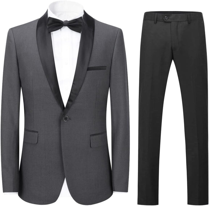 YOUTHUP Anzug Herren 2 Teilig Slim Fit Smoking Anzüge Schalkragen Herrenanzug für Hochzeit Business