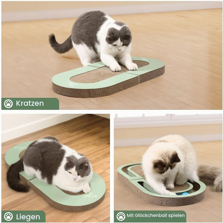 PETTOM Kratzbrett, Kratzbretter Katze mit Trackball, Kratzpappe für Katzen 66 * 30cm, Katzenkratzbre