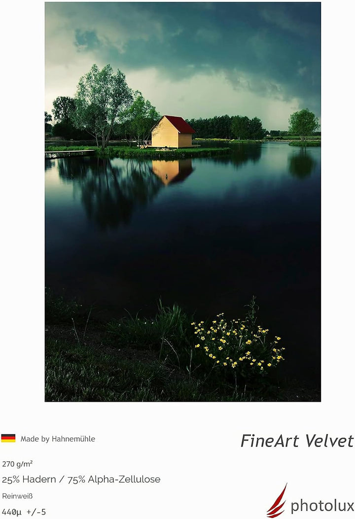 FineArt Velvet 270 gsm Matt Fotopapier in Premiumqualität - DIN A3 (297x420mm) 25 Blatt A3 / 25 Blat