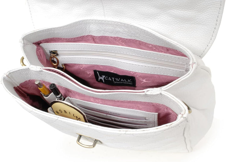 Catwalk Collection Handbags - Gesteppte Leder - Handtasche/Schultasche/Henkeltasche - Handtasche mit