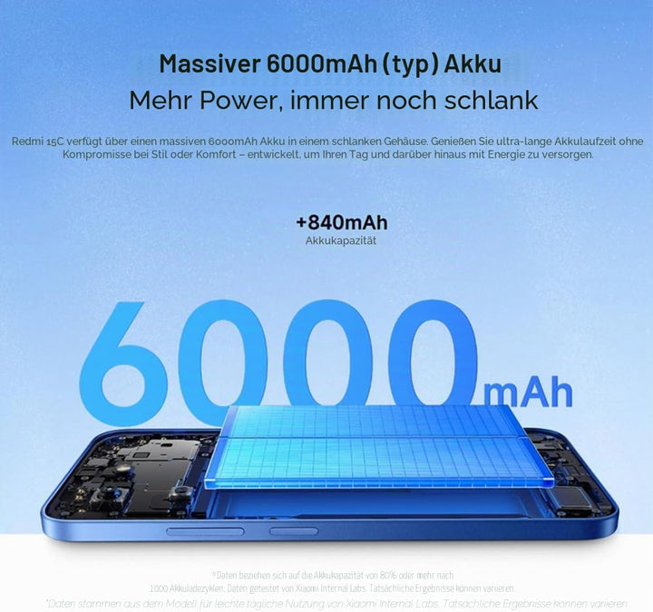 XIAOMI Redmi 15C 4G Smartphone, Schwarz, 4 GB + 128 GB, massiver Akku mit 6000 mAh (Typ), 6,9 Zoll D