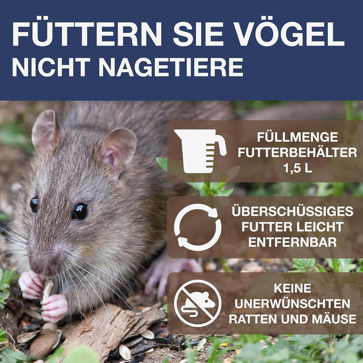 SWISSINNO Vogelfutterhaus zum Aufhängen – Davos SMART Birds - Vogelfutterspender mit Auffangschale -
