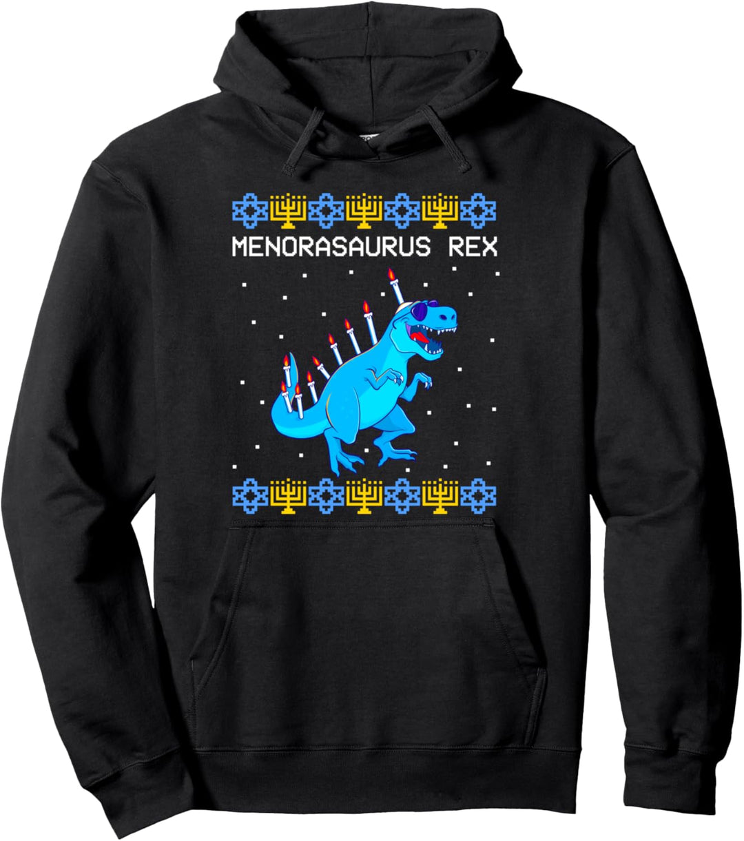 Menorasaurus Rex Hässliche Chanukka Dinosaurier T Rex Dino Pullover Hoodie