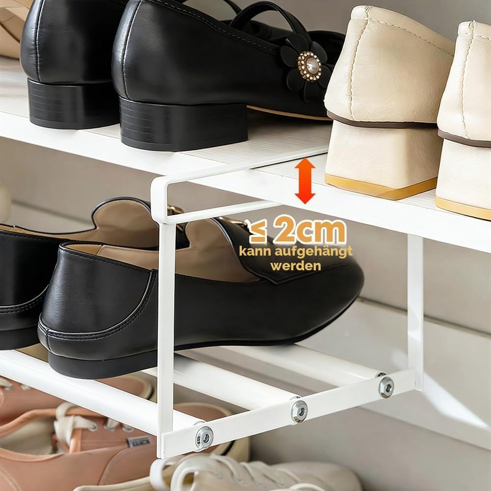 Schuhregal Ausziehbar zum Aufhängen, Schuhorganizer Hängend, Schuhaufbewahrung Platzsparend, Regal f