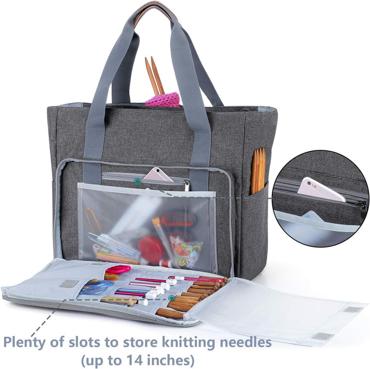 Teamoy Stricktasche Aufbewahrung, Aufbewahrungstasche für Wolle, Stricknadeln, Häkelnadeln, Strickpr