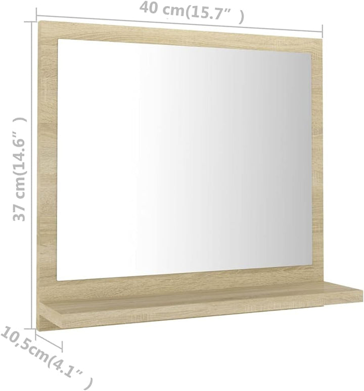 BUKSCYJS Spiegelschrank,Badezimmer Schrankbadspiegel Sonoma-Eiche 40x10,5x37 cm Holzwerkstoffgeeigne