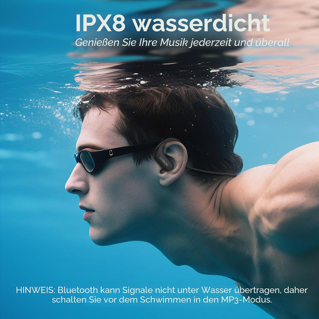 LOBKIN Kopfhörer Schwimmen, In Ear Knochenschall Kopfhörer Bluetooth 5.4,IPX8 Unterwasser wasserdich