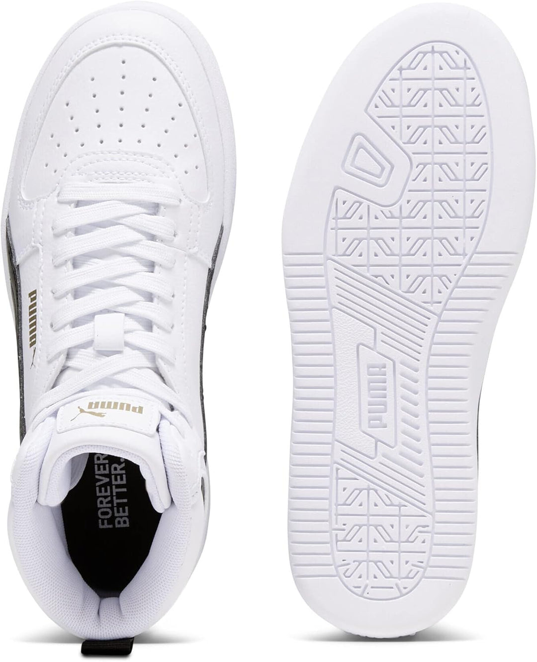 PUMA Unisex Kinder Caven 2.0 Mid Jr Sneaker, Puma White Puma Black Gold