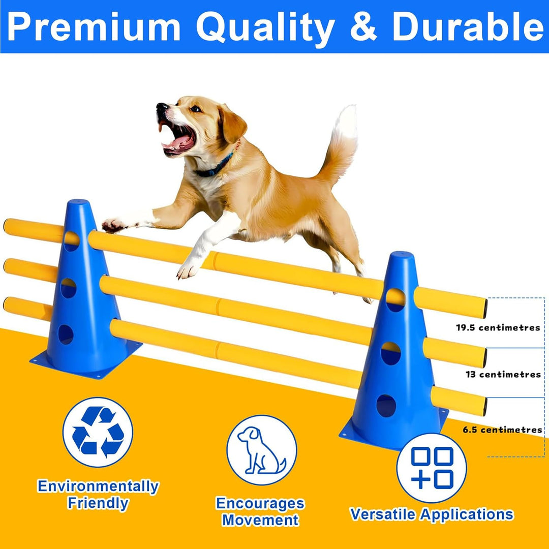 Agility Set Hunde, Sports Hunde Steckhürdenset Agility Hürden Hindernisse für Kinder Hunde, 10 Kegel