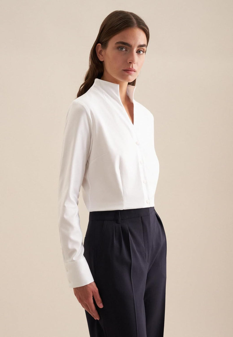 Seidensticker Damen Bluse - City Bluse - Bügelleicht - Kelchkragenbluse - Slim Fit - Langarm - 100%